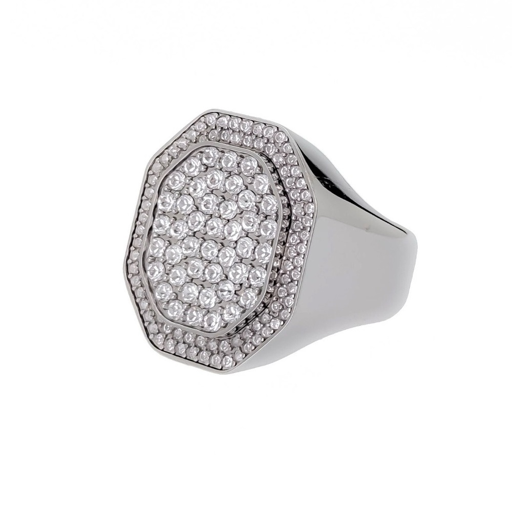 Swarovski Dextera cocktail ring Octagon shape, White, Rhodium plated. Size 6